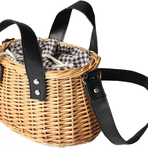 Handbags - Wicker Tote Bag Women Straw Handwoven Rattan Summer Beach Shopper